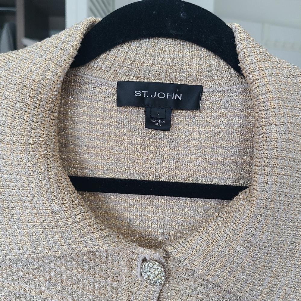 St. John Gold Silver Threading Blazer Jacket Swea… - image 2